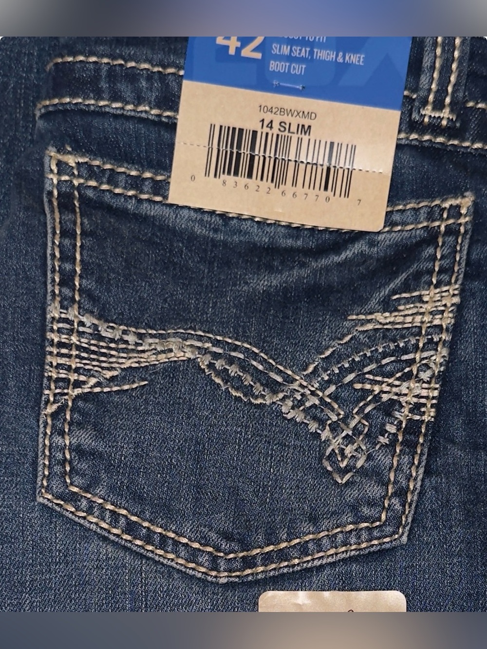 NWT Wrangler 20X Boys No. 42 Vintage Boot Jeans Size 14 Slim adjustable fit - Picture 2 of 8